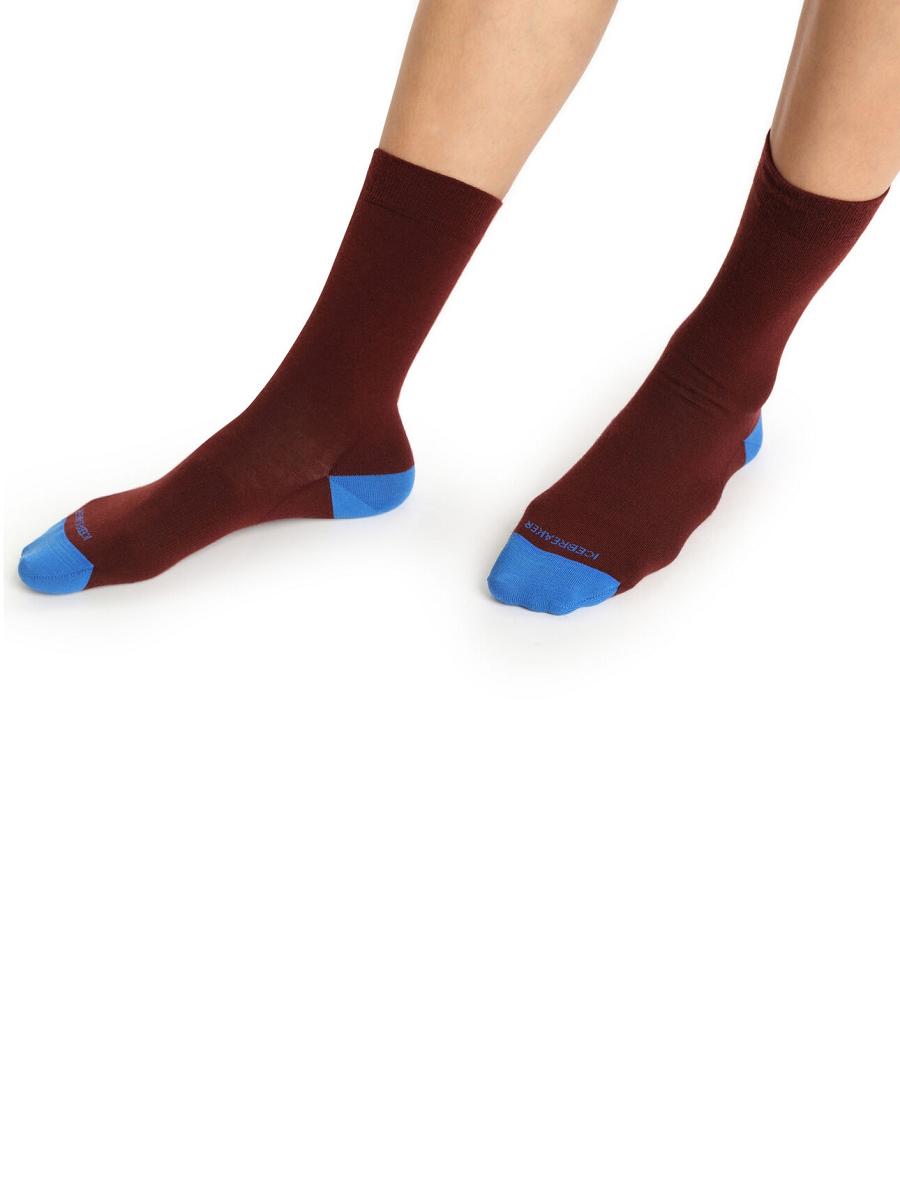 Espresso / Lazurite Icebreaker Merino Lifestyle Fine Gauge Crew Women's Socks | AU 1434SGLO